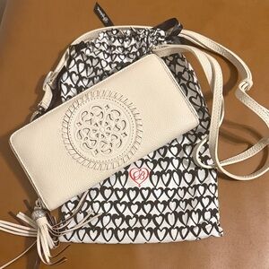 Brighton Cream Leather Clutch with Intricate Design